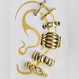 HOUSE of HARLOW 1960 Ear Cuff 6-Set Fine 14k Gold Plate Brass Cubic Zirconia